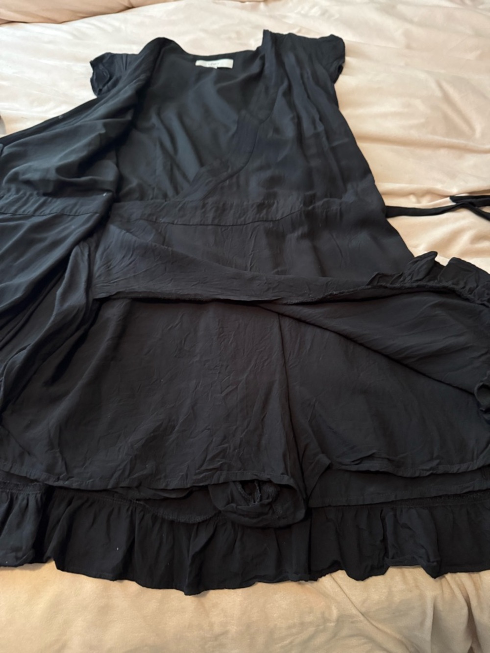Black Ruffle Wrap Romper - Picture 4 of 4